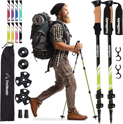 TrailBuddy Adjustable Hiking Poles for Snowshoe & Backpacking, Raven Black ()