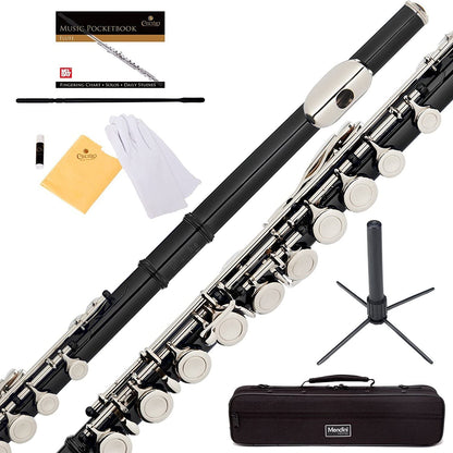 ﻿Mendini By Cecilio Flutes - Closed Hole C Flute For Beginners, 16-Key - Black (Like New)