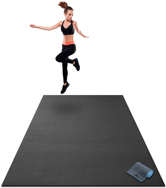 Gorilla Mats Premium Large Exercise & Yoga Mat – 7' x 5' x 1/4"  - Black (Used)