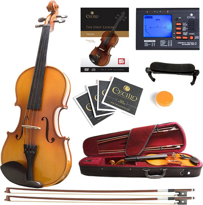 Mendini by Cecilio Violin MV400 Size 4/4 Acoustic Violin, Varnish (Like New)