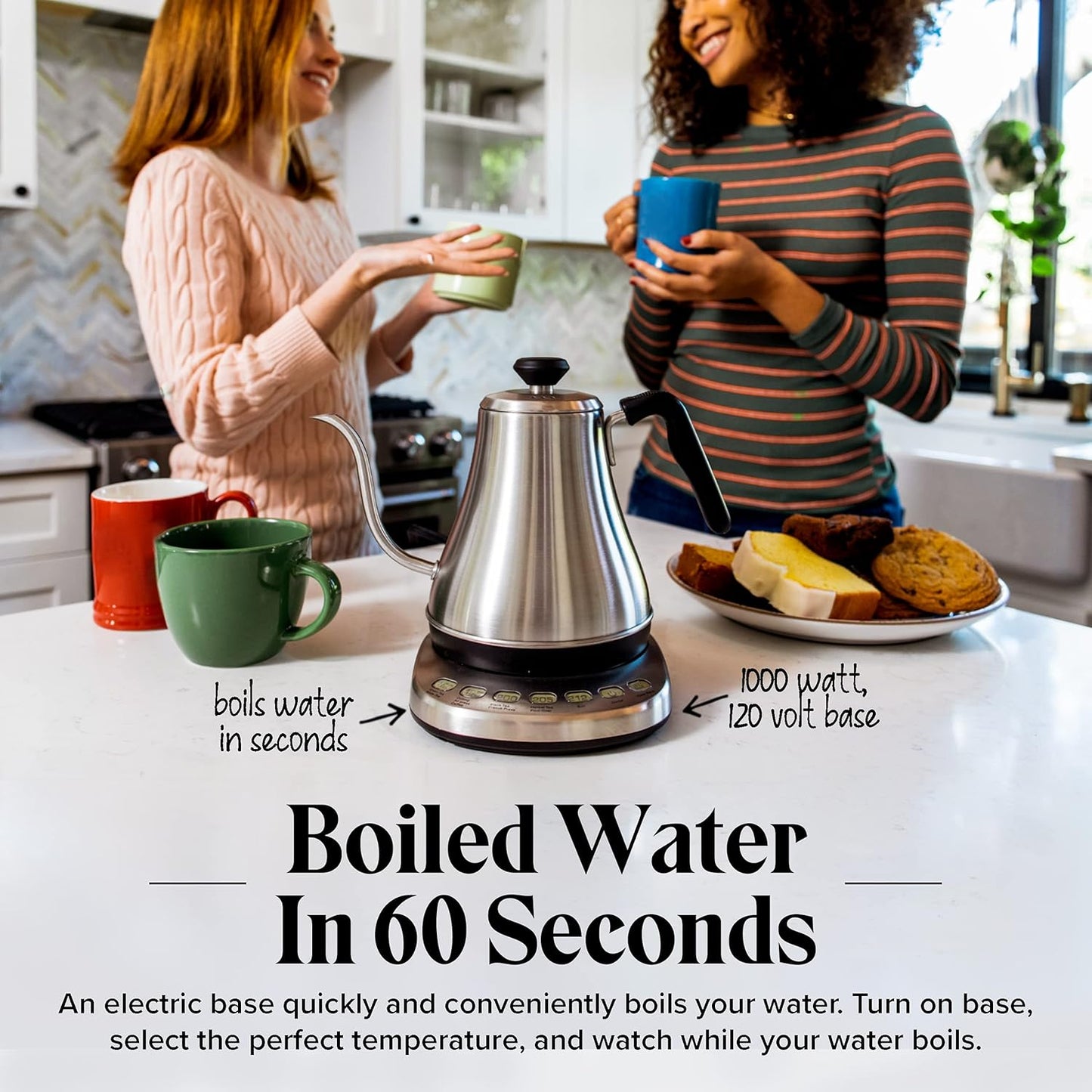 Willow & Everett Gooseneck Electric Kettle w/ Temperature Control, 1L - Silver-- (Used)