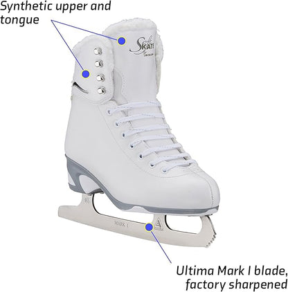 Jackson Ultima SoftSkate Womens/Girls Figure Skate, Size 9 Women's, White/Fleece (New)