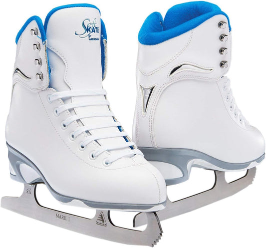 Jackson Ultima MARK I SoftSkate Figure Skate for Women/Girl, Size 5 - White/Blue (New, Damaged Retail Box)