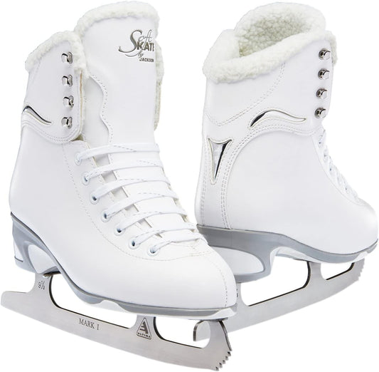Jackson Ultima SoftSkate Womens/Girls Figure Skate, Size 1 Misses - White/Fleece (Like New, Damaged Retail Box)