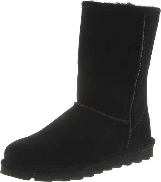 BEARPAW Elle Short Suede Cozy Slip-On Winter Boot for Women's � Size 7, Black (New, Damaged Retail Box)
