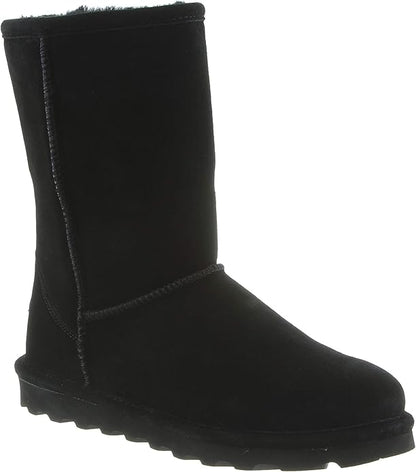 BEARPAW Elle Short Suede Cozy Slip-On Winter Boot for Women's � Size 7, Black (New, Damaged Retail Box)