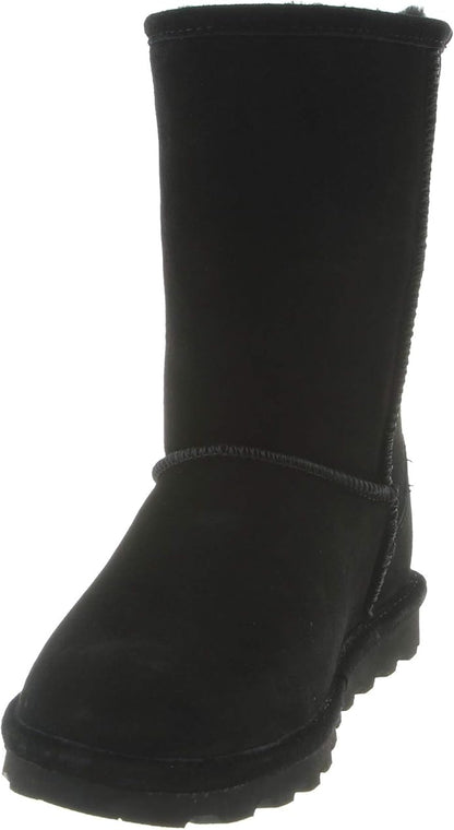 BEARPAW Elle Short Suede Cozy Slip-On Winter Boot for Women's � Size 7, Black (New, Damaged Retail Box)