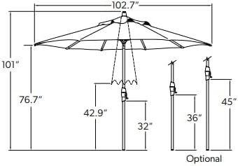 Treasure Garden Patio Market Umbrella with Auto Tilt Sunbrella Aluminum Frame (Used)
