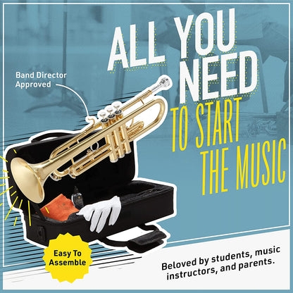 Mendini by Cecilio MTT-SB B Flat Trumpets w/Case, Cloth, Oil & Gloves - Sky Blue (Like New)