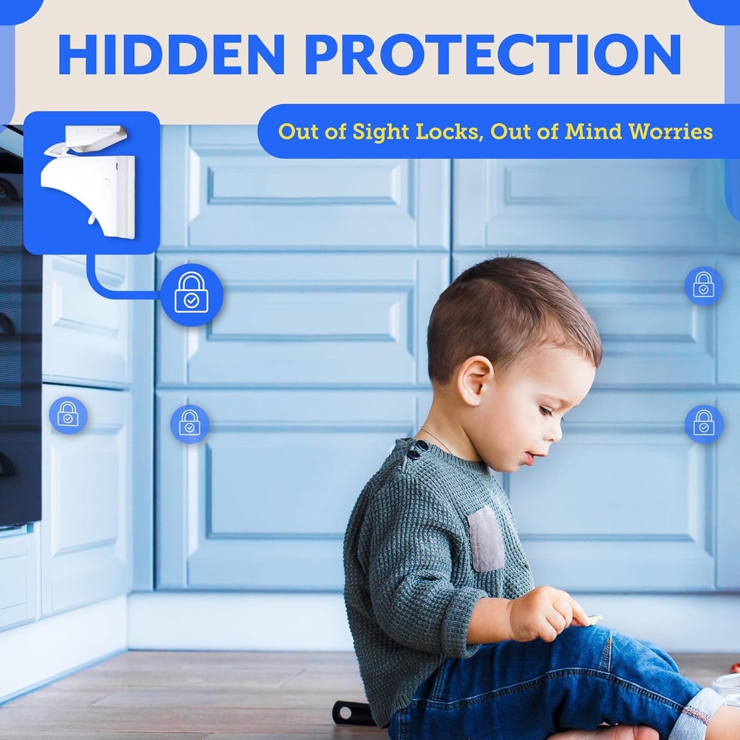 Eco-Baby 6 Pack Magnetic Cabinet Locks for Babies with 2 Keys, Baby Proofing Kit (New)