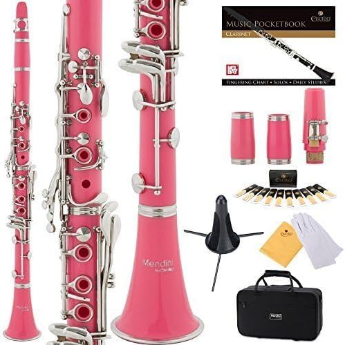 Mendini by Cecilio B Flat Clarinet w/ 2 Barrels, 10 Reeds, Stand, Gloves - Pink (Used)