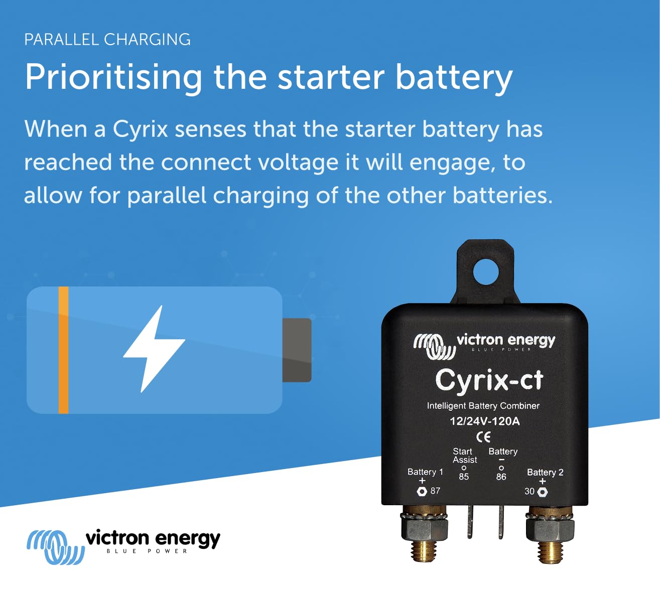 Victron Energy NT-1231 Cyrix-ct Automatic Battery Combiner, 12/24-Volt, 120 Amps (Used, No Retail Box)