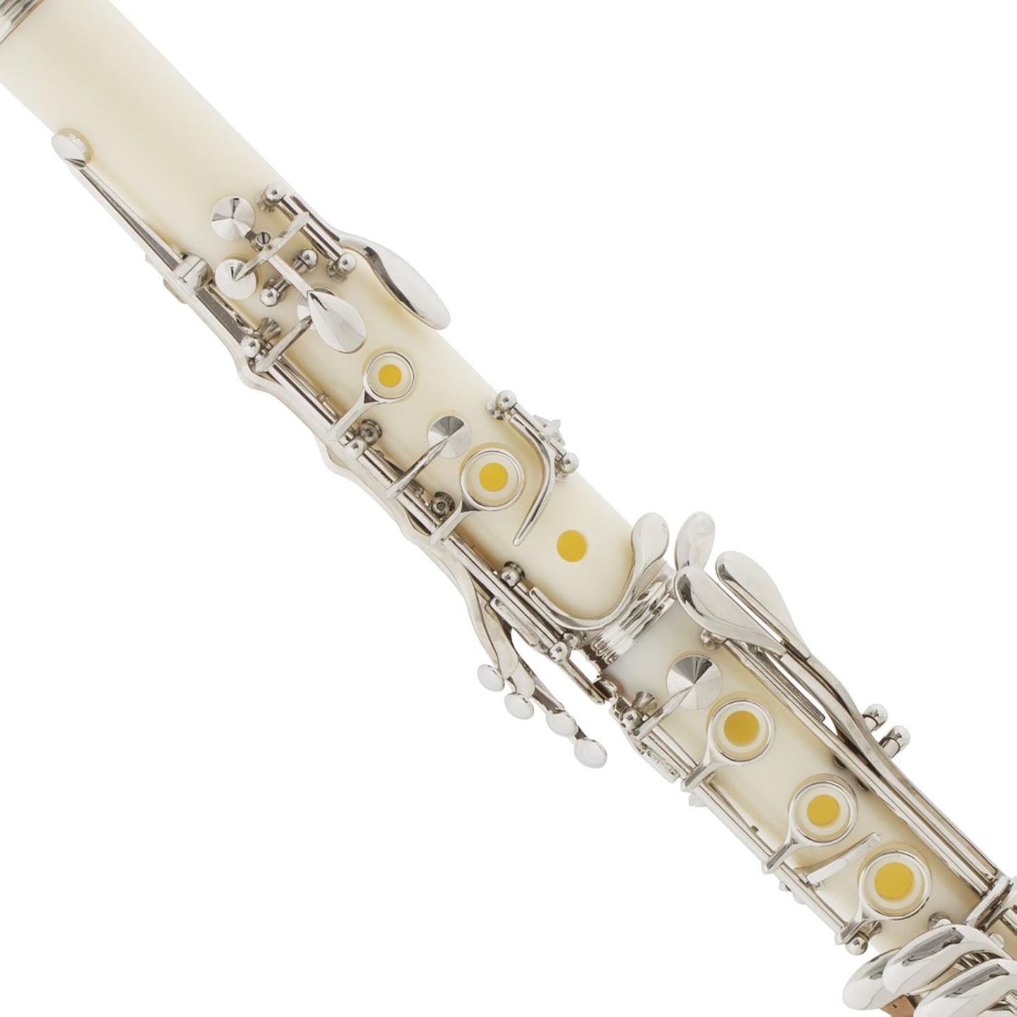 Mendini MCT-2W+SD+PB ABS B Flat Clarinet with 2 Barrels, Case & Stand - White (Like New)