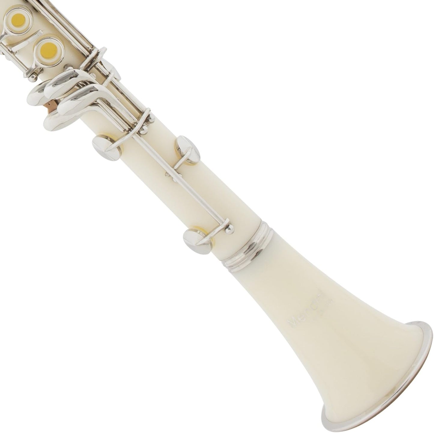 Mendini MCT-2W+SD+PB ABS B Flat Clarinet with 2 Barrels, Case & Stand - White (Like New)