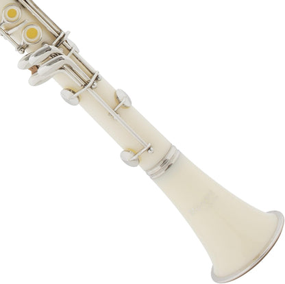 Mendini MCT-2W+SD+PB ABS B Flat Clarinet with 2 Barrels, Case & Stand - White (Like New)