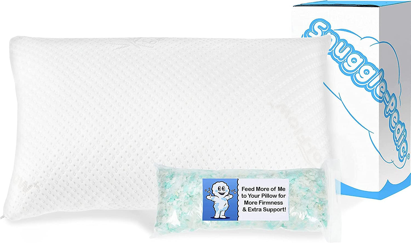 Snuggle-Pedic Adjustable GreenGold Certified Memory Foam Pillows, King - White (Like New)