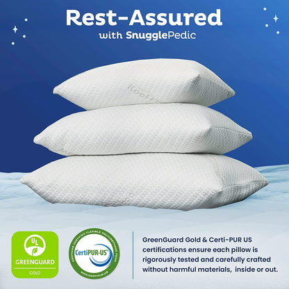 Snuggle-Pedic Adjustable GreenGold Certified Memory Foam Pillows, King - White (Like New)