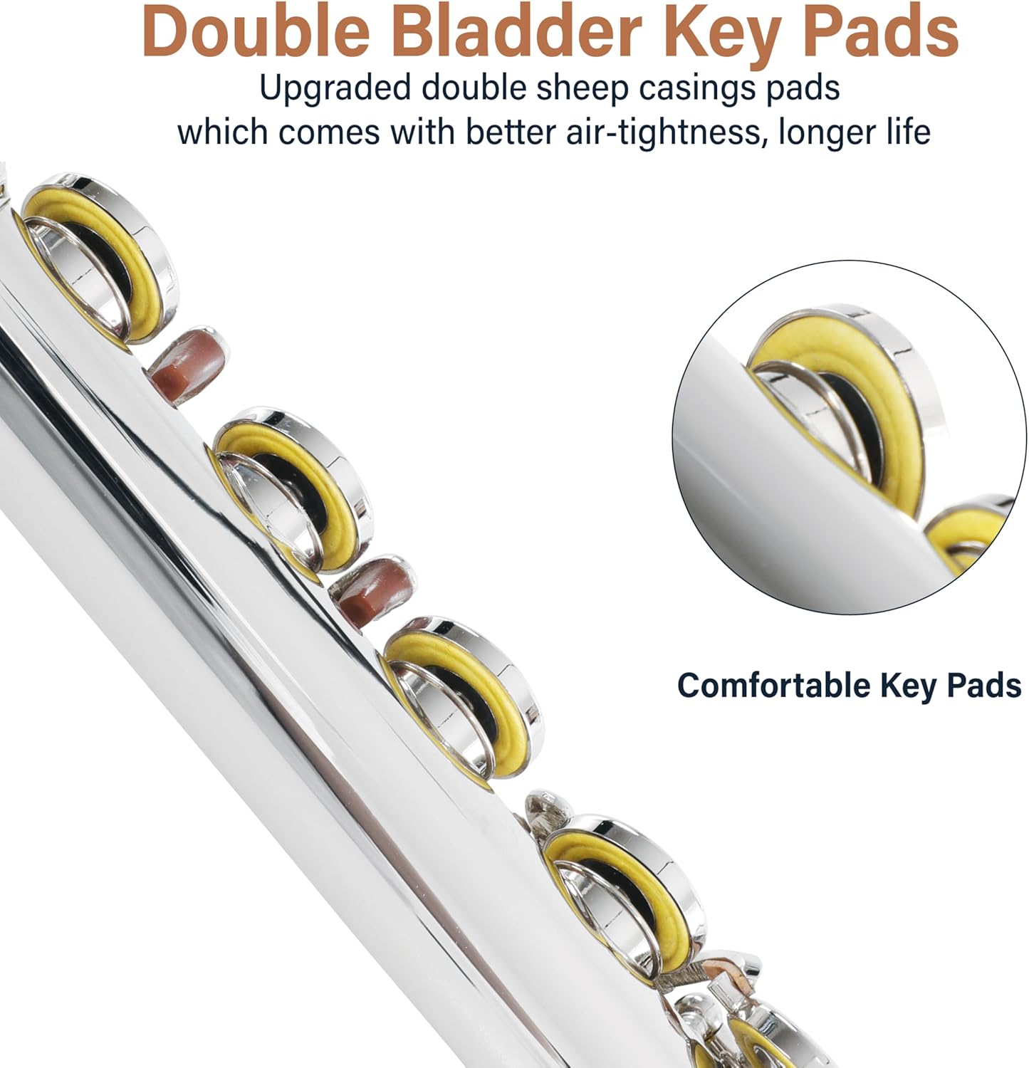 Mendini By Cecilio C Flute, 16-Key Closed Hole w/ Case, Gloves - Silver Nickel (Used)