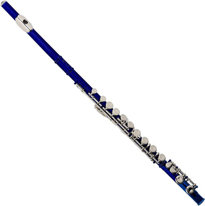 ﻿Mendini MFE+SD+PB Closed Hole C 16-Key Flute w/Case, Stand & Lesson Book - Blue (Like New)