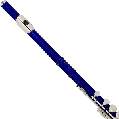 ﻿Mendini MFE+SD+PB Closed Hole C 16-Key Flute w/Case, Stand & Lesson Book - Blue (Like New)