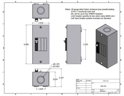 MidNite Solar Battery Enclosure Locking Box Stackable for Expansion, 4 Circuits (Used)