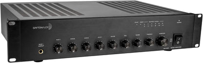 Dayton Audio DA120R 120W 2U Rack Mount PA Mixer-Amplifier, 70V/100V/4 Ohm, Black (Used)