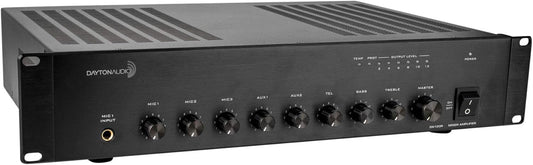 Dayton Audio DA120R 120W 2U Rack Mount PA Mixer-Amplifier, 70V/100V/4 Ohm, Black (Used)