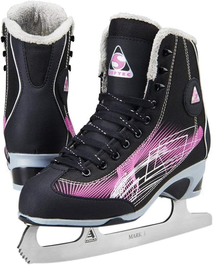 Jackson Ultima RV2001 Girl's Softec Rave Ice Skates - Black/Pink, Youth Size 9 (Like New)