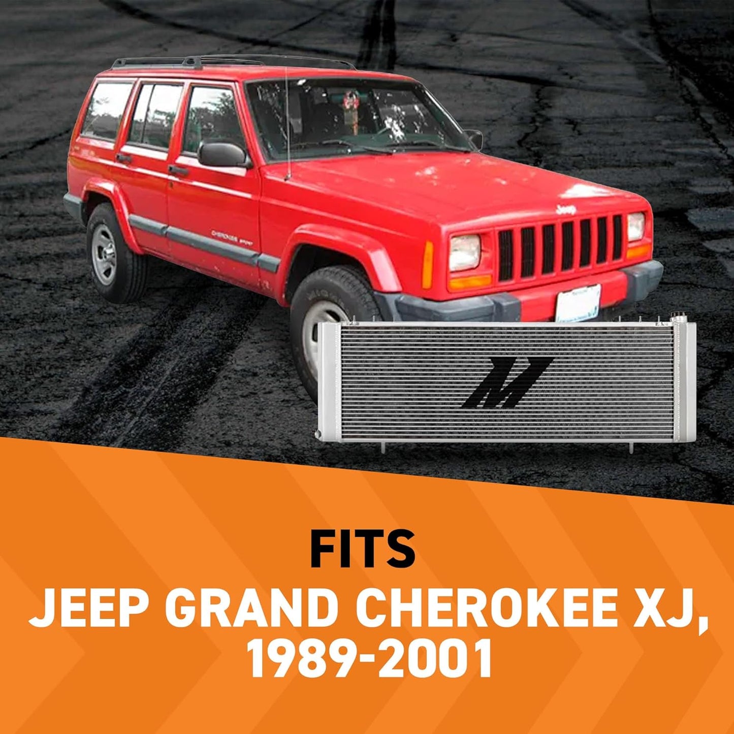 Mishimoto MMRAD-XJ-89 Aluminum Silver Radiator For 1989-2001 Jeep Cherokee XJ (Like New)