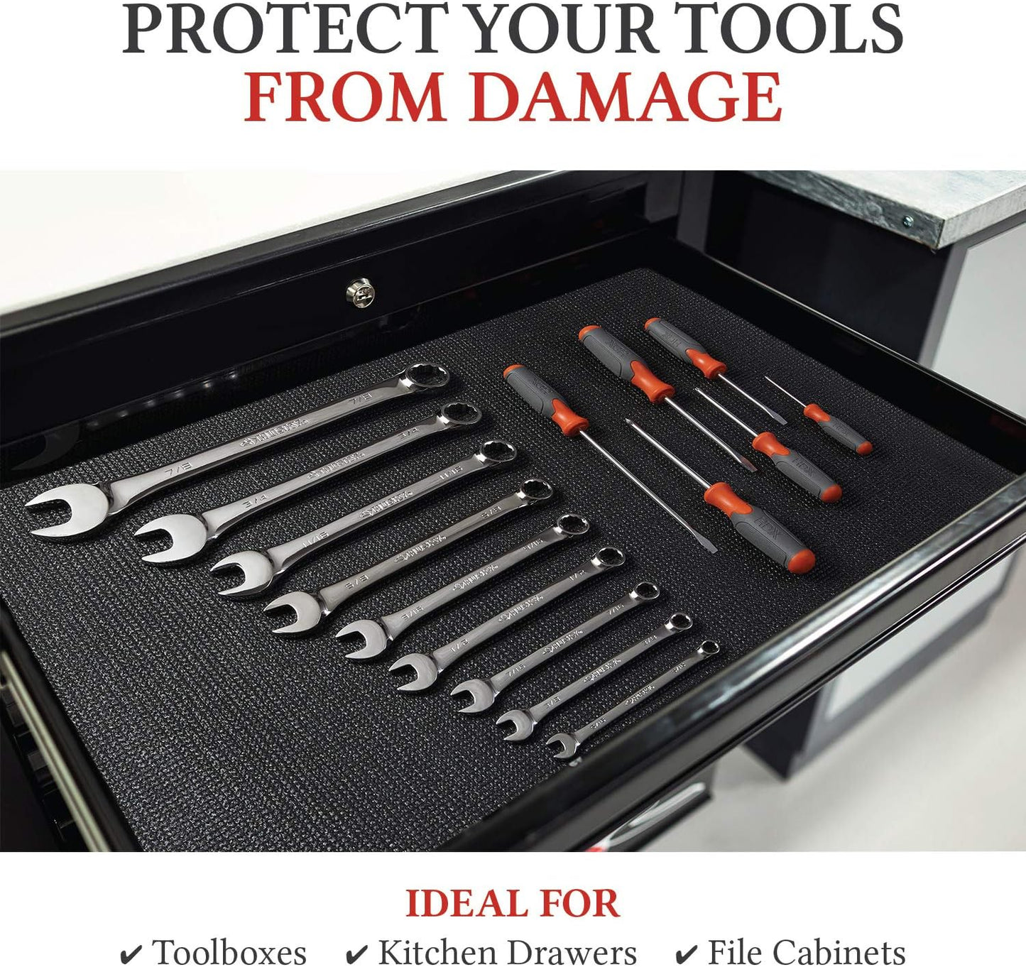 B&C Home Goods Anti-Slip Adjustable Rubber Protects Toolbox Liner for Drawer (Like New, No Retail Box)