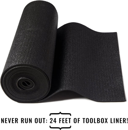 B&C Home Goods Non-Slip Tool Box & Drawer Liner, Adjustable, 16" x 16 ft - Black (New)