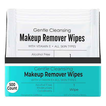 World Amenities Alcohol-Free Makeup Remover Wipes with Vitamin E, 500 Count (Like New)