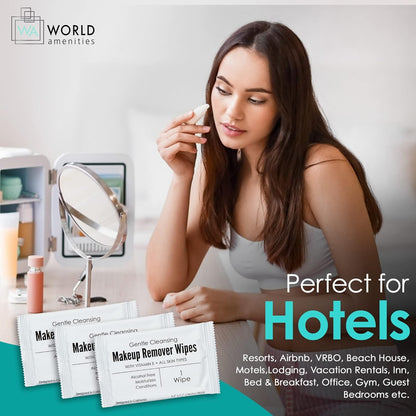 World Amenities Alcohol-Free Makeup Remover Wipes with Vitamin E, 500 Count (Like New)