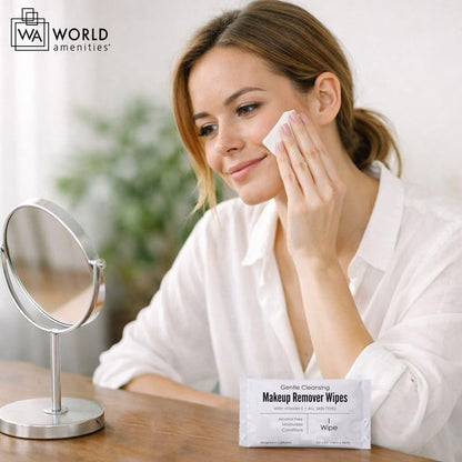 World Amenities Alcohol-Free Makeup Remover Wipes with Vitamin E, 500 Count (Like New)