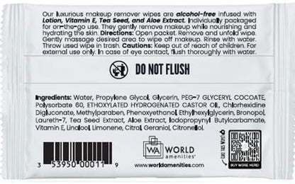 World Amenities Alcohol-Free Makeup Remover Wipes with Vitamin E, 500 Count (Like New)