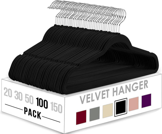 Zober Non-Slip Velvet - Suit Hangers 100PK Ultra Thin Space Saving 360 Degree (Like New)