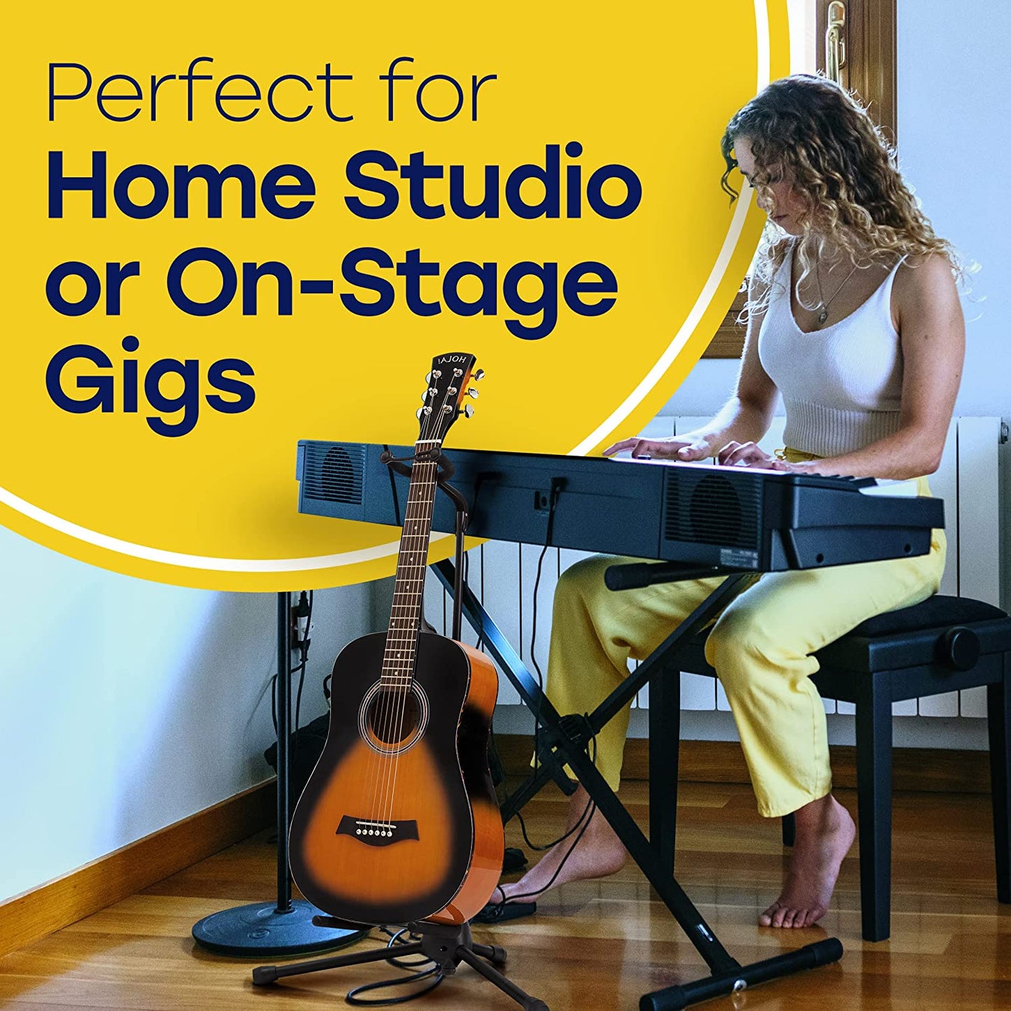 Hola! Music Height Adjustable/Collapsible Guitar Stand w/Padded Neck/Yoke, Black (Used)