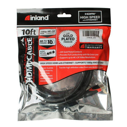 Inland 10' Male-to-Male High Speed HDMI Cable with Ethernet, Up to 4K x 2K Video (Like New)