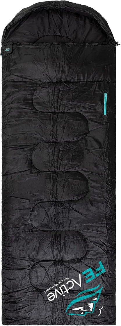 FE Active ??The Venture Extra Long Sleeping Bag for Camping/Hiking/Travel, Black (Like New)