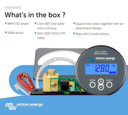 Victron Energy BMV 712 Smart Bluetooth Battery Monitor with Shunt, 6.5-70VDC (Like New)