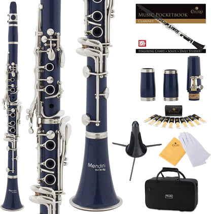 Mendini by Cecilio B Flat Beginner Clarinet w/2 Barrels - Wind & Woodwind, Blue (Used)