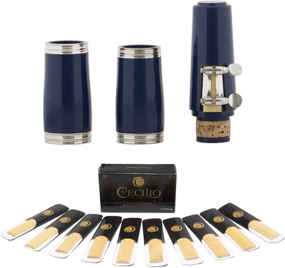 Mendini by Cecilio B Flat Beginner Clarinet w/2 Barrels - Wind & Woodwind, Blue (Used)