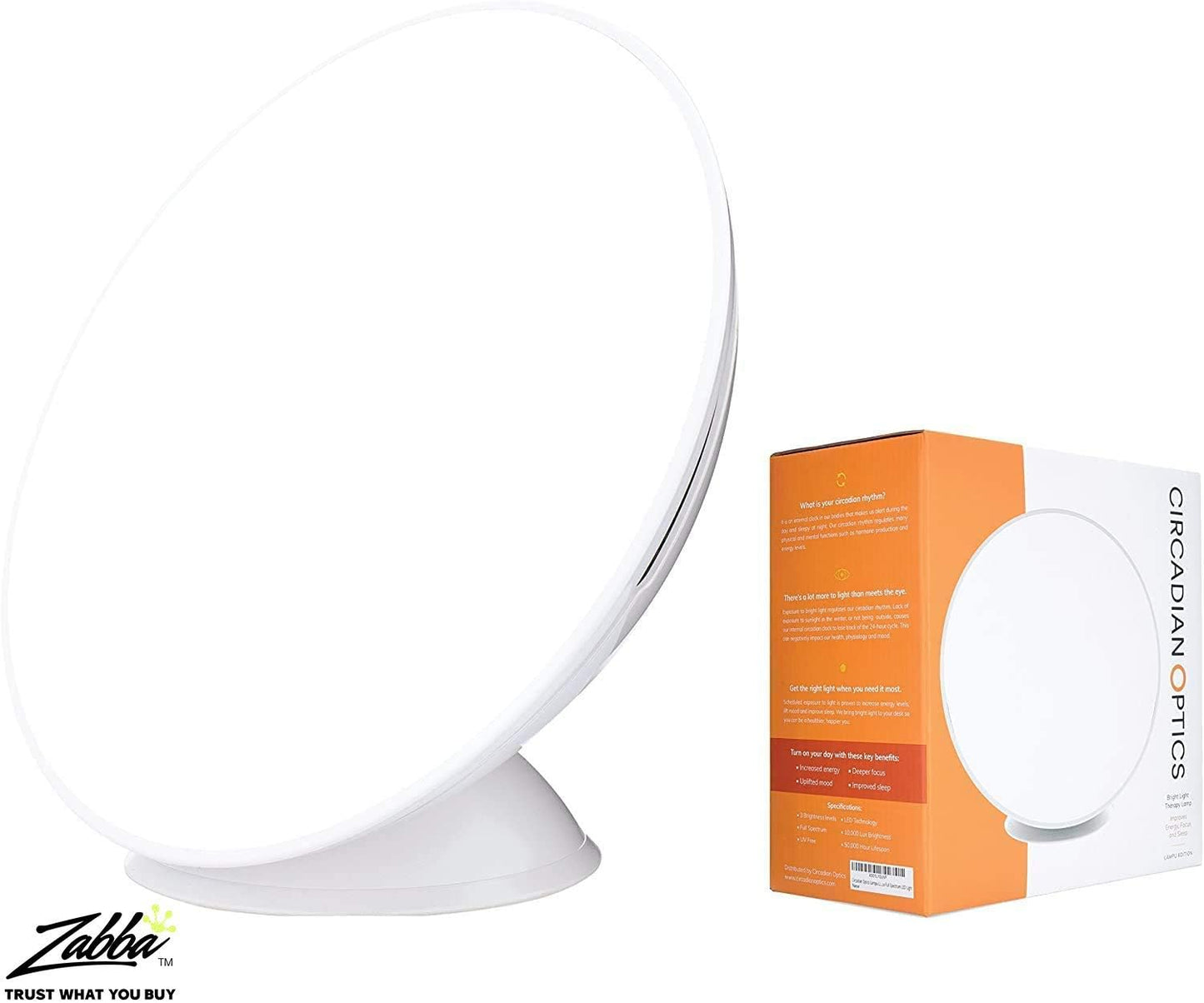 Circadian Optics Modern Light Therapy Lamp - UV-Free LED Happy Mood Lamps, White (Like New)