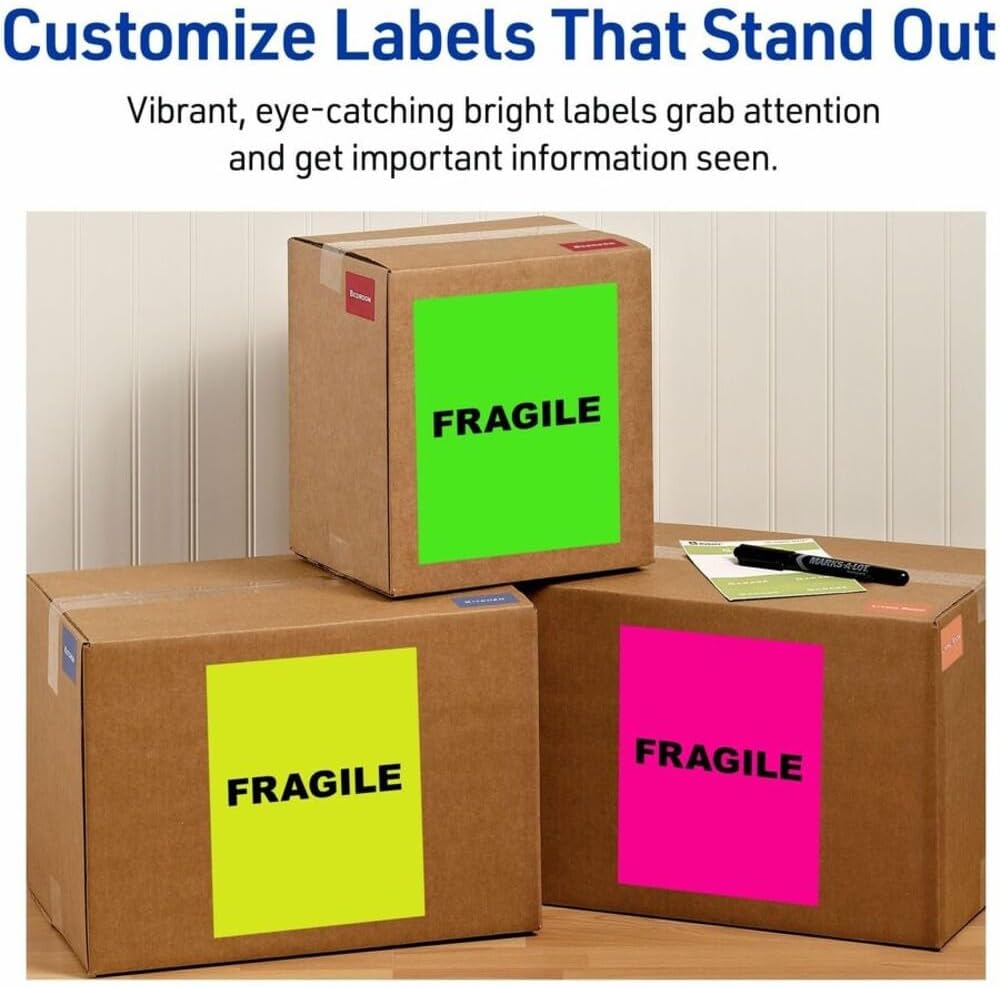 Avery Neon Shipping Label, Laser, 8 1/2 x 11, Neon Green, 100 Pack (Like New)