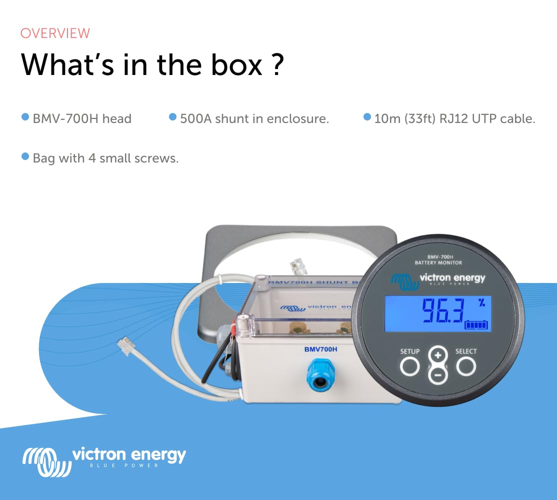 Victron Energy BMV-700H Smart Shunt Battery Monitor with Display, 60-385 VDC (Like New)
