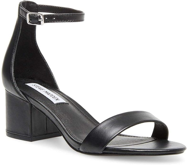 Steve Madden Irenee Sandal for Women's, Synthetic Sole, Black Leather, Size 6 US (Used)