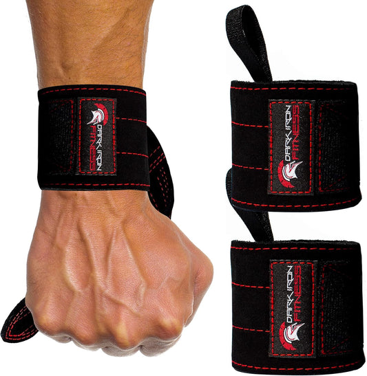 Dark Iron Fitness Adjustable Hook & Loop Leather Wrist Straps for Weightlifting (Used, No Retail Box)