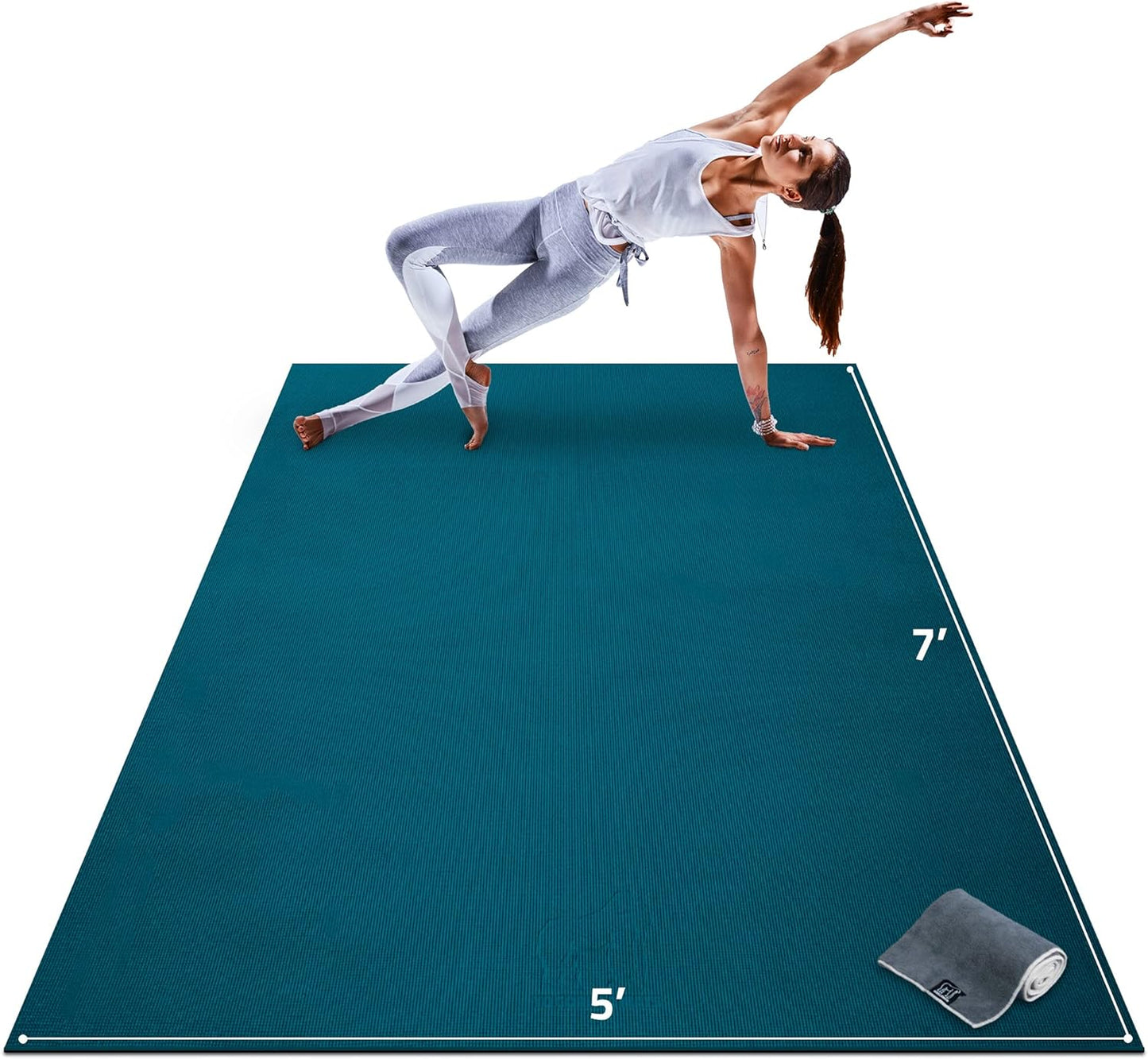 Gorilla Mats Premium Non-Slip Large Exercise & Yoga Mat, 7' x 5' x 8mm - Blue (Used)