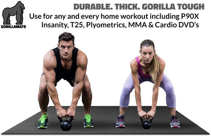 Gorilla Mats Premium Large Exercise & Yoga Mat – 8' x 4' x 1/4" - Gray (Used)