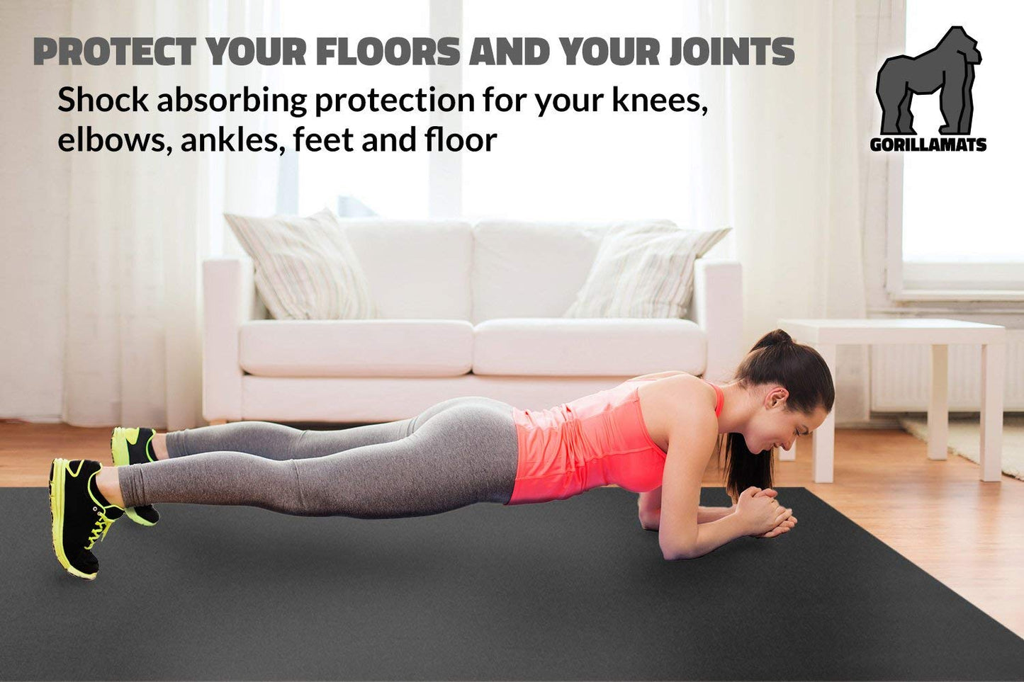 Gorilla Mats Premium Large Exercise & Yoga Mat – 8' x 4' x 1/4" - Gray (Used)